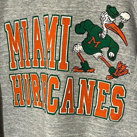Vintage 90s Miami Hurricanes Sweatshirt Gray Fruit Of The Loom Size XL NCAA (G) - Picture 5 of 11